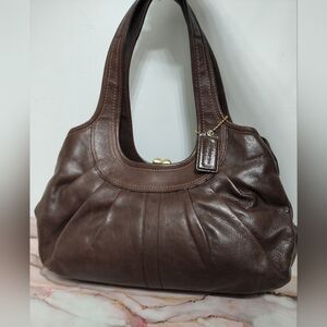 Coach 12248 Ergo Framed Pleated  Kisslock Bag Brown Y2K